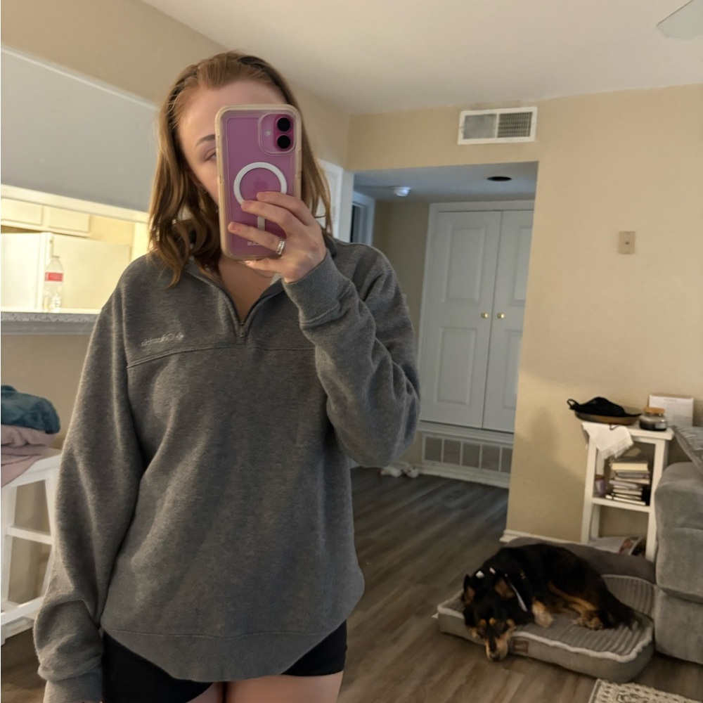 columbia gray quarter-zip pullover sweatshirt